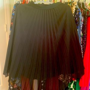 Black pleated midi skirt